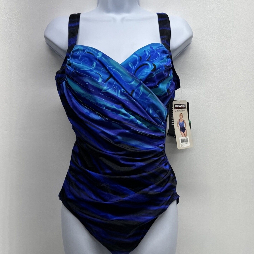 Miraclesuit New Wave Sanibel One Piece Swimsuit Swim Blue Black New NWT …